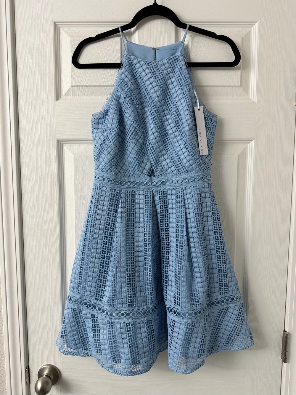 Adelyn Rae Light Blue Lace Fit & Flare Cocktail Party Dress Size XS